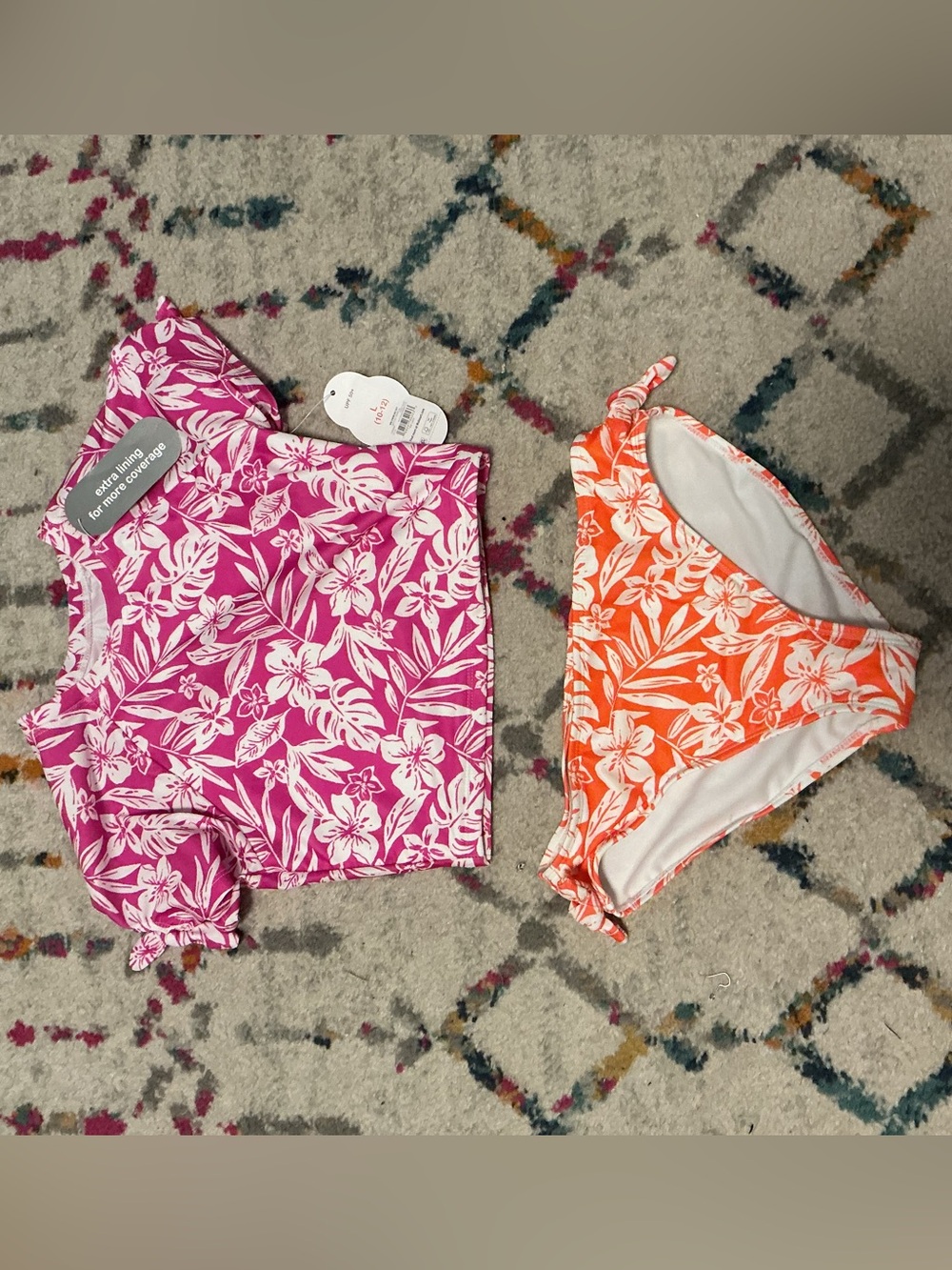 Floral 2 piece girls bathing suit